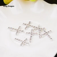 new arrival rhinestone cross embellishment used on necklace or decoration 16mm22mm 10pcslot silver color kd543
