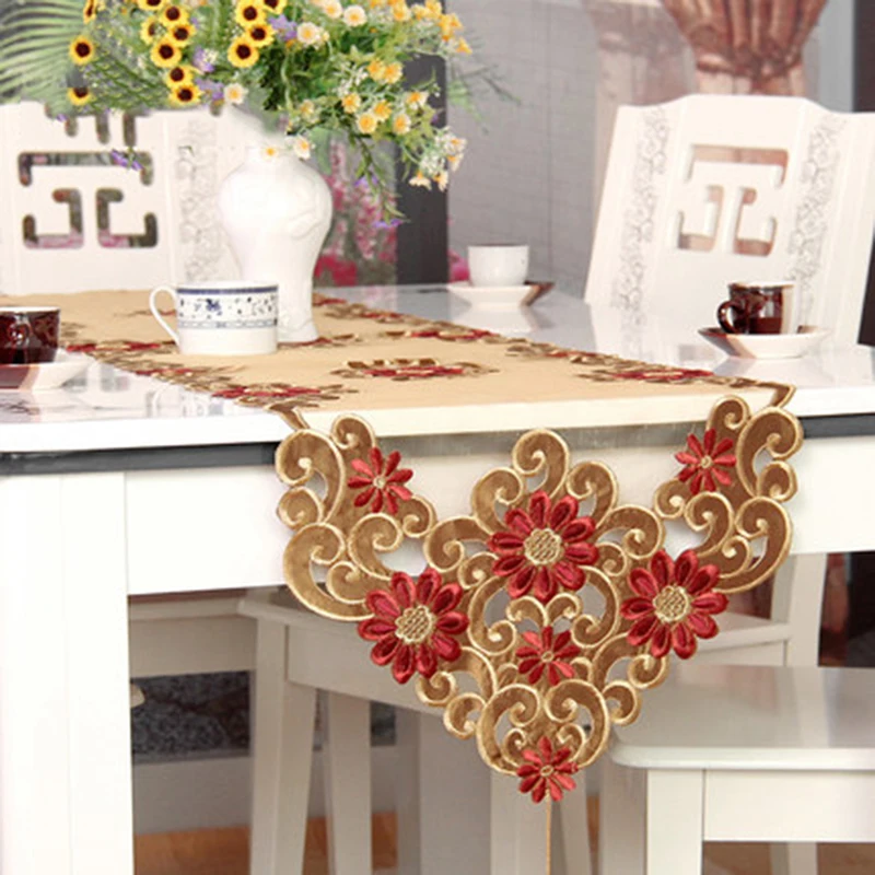 Скатерть для стола золотого цвета декоративная вышивка скатерть обеденного