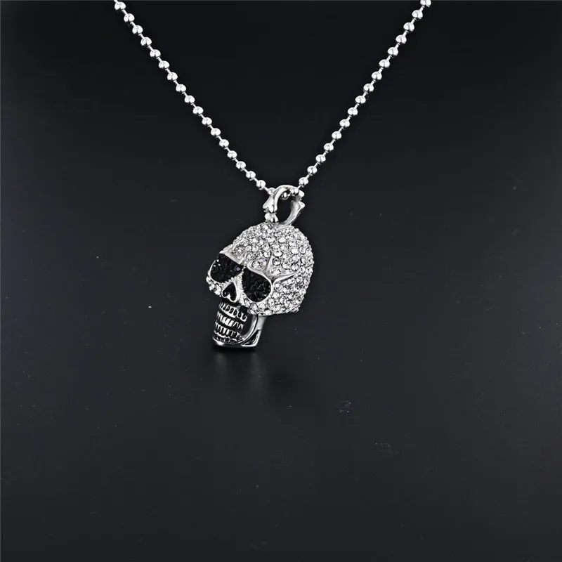

Men Hiphop iced out bling skull pendant necklaces fashion Stainless Steel 20-24inch long chain punk necklace men hip hop jewelry