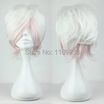 Короткие 32 см белый / розовый косплей|wig wig|wig pinkwig pink short |
