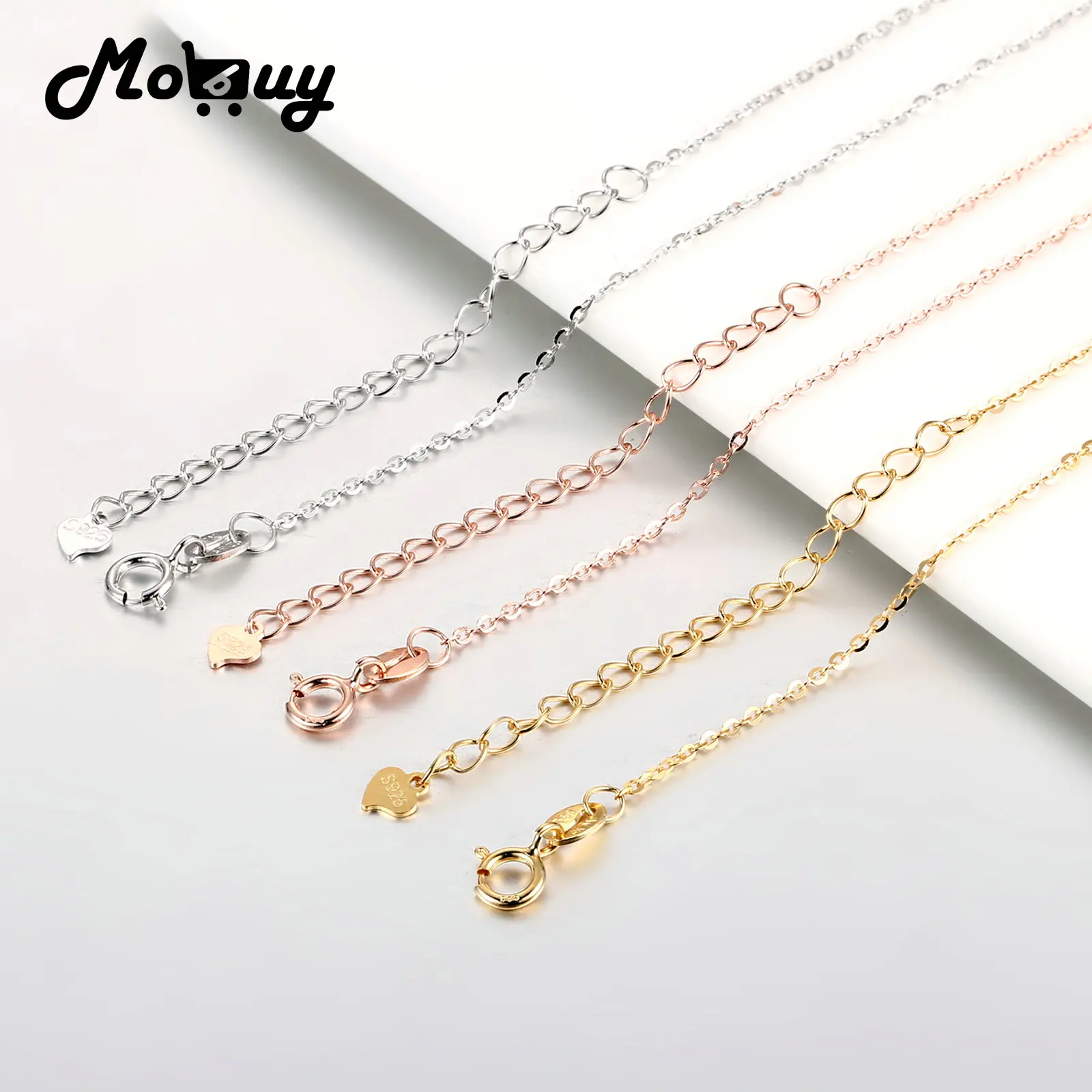 Цепочка MoBuy из 100% серебра 925 пробы 3 цвета на выбор 18 дюймов 45 см цепочка с