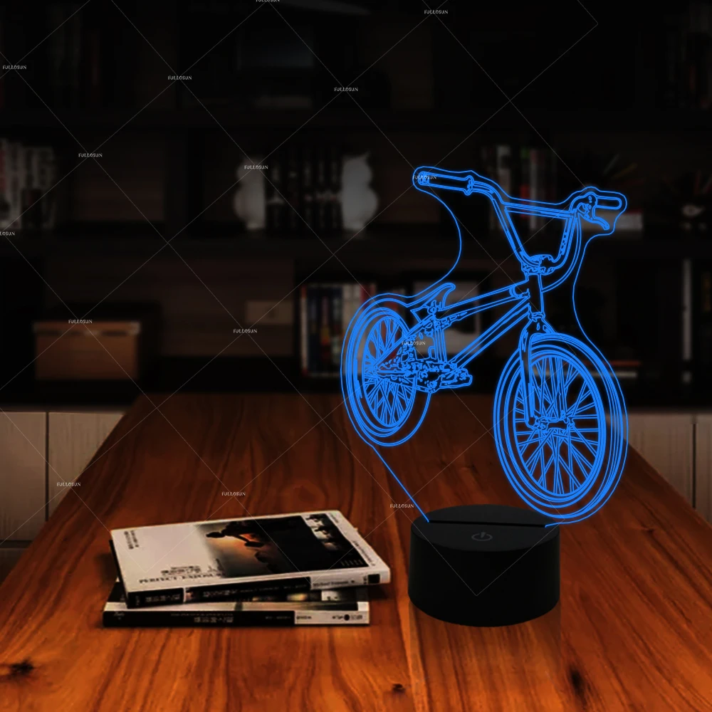 3D LED BMX ночник 7 видов цветов изменение формы велосипеда USB прикроватная
