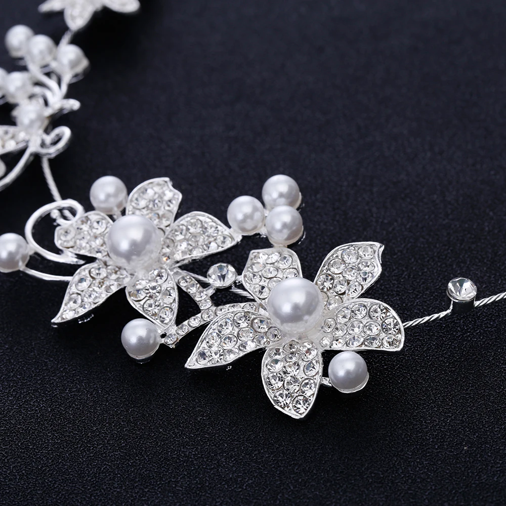 Горячая роскошь на продажу серебряные модные свадебные жемчужные цветы