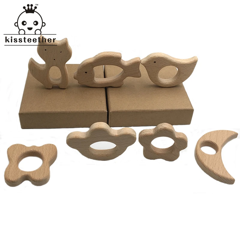 Mordedor org&aacute;nico de madera para beb&eacute;, dentici&oacute;n Natural para beb&eacute;, juguete de agarre para lactancia, mordedor para beb&eacute; reci&eacute;n nacido, regalo-1