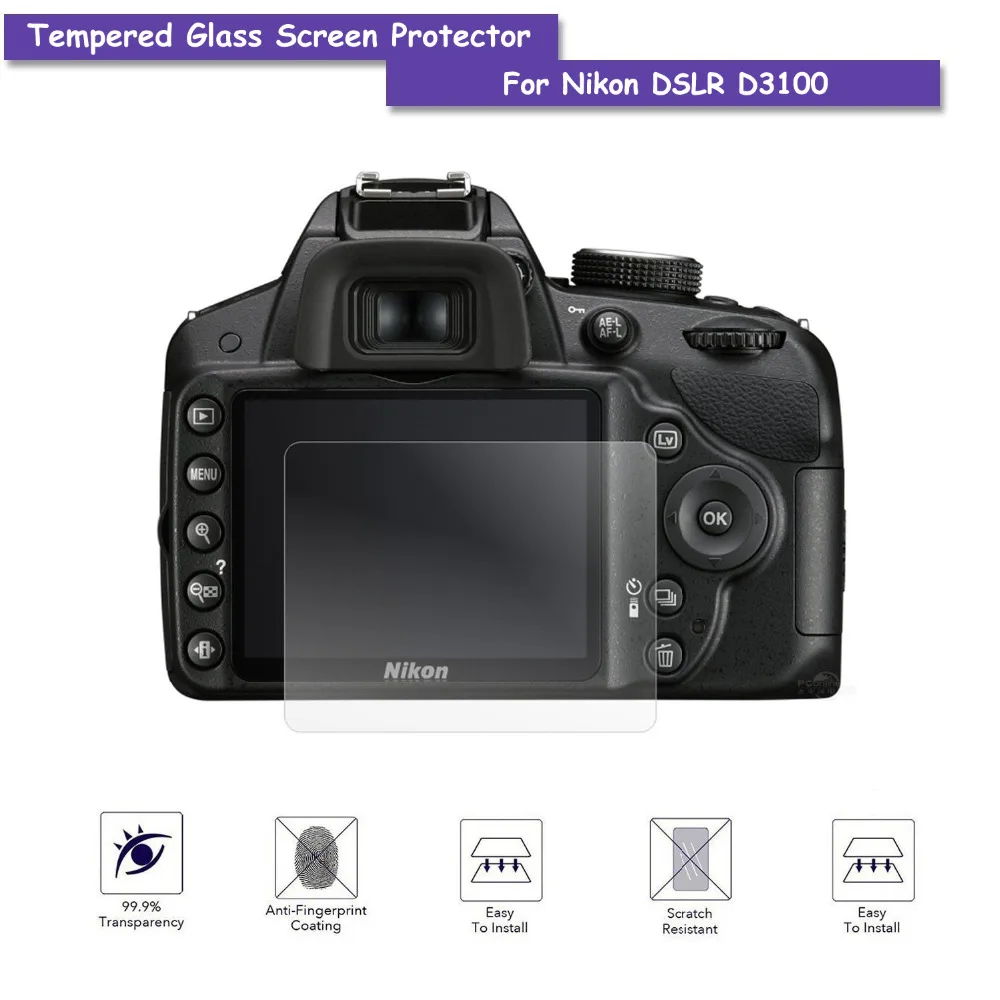9H закаленное стекло ЖК экран Защитная пленка для Nikon DSLR камеры D3100 аксессуары|lcd