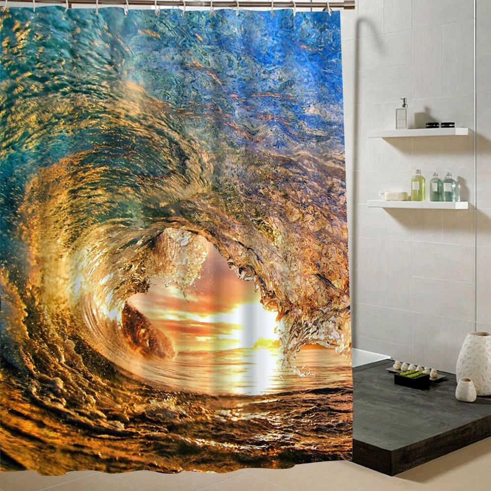 Летние занавеска для пляжного душа бежевый ткань полиэстер 3d ванной украшения