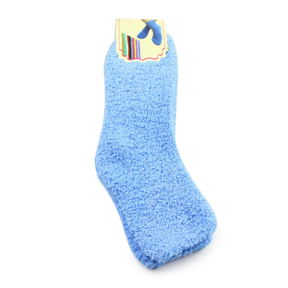light blue 1 пара; милые мягкие толстые теплые носки-тапочки ярких цветов; носки-тапочки; пушистые Чулочные изделия; GDD99 - Цвет: light blue