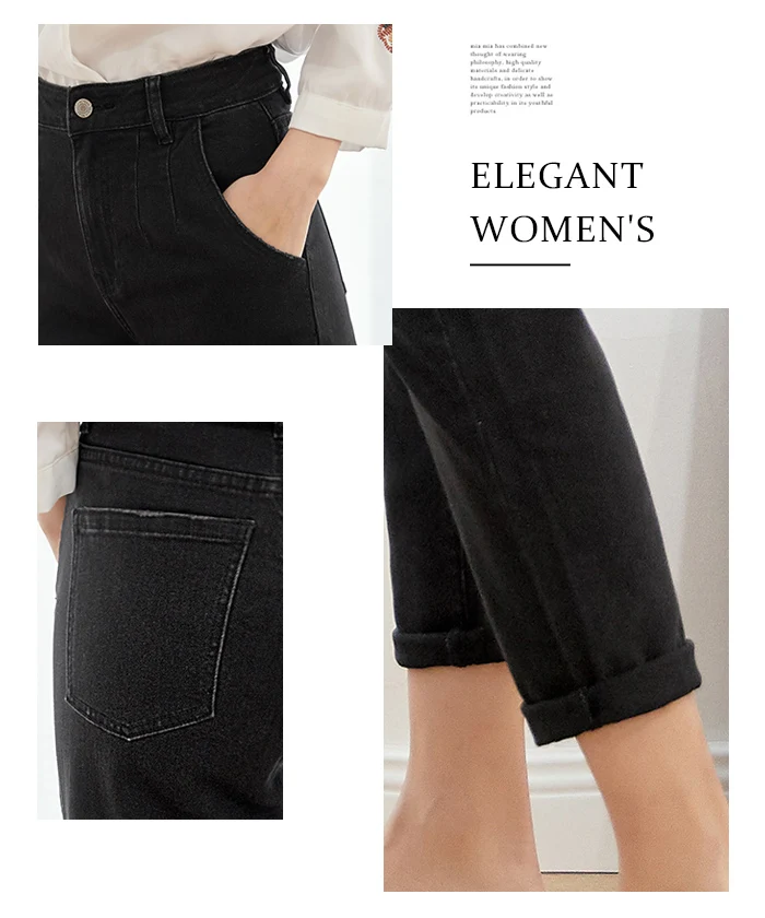 LEIJIJEANS, Новинка осени, повседневный стиль, Классические черные джинсы размера плюс, высокая талия, полная длина, хлопковые Свободные Женские джинсы-шаровары, 7356(R