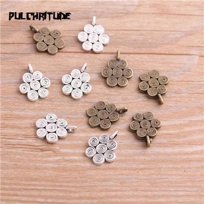 two color Pulchrode 30 шт. 12*15 мм продукт два цвета маленький цветок Подвески Ювелирные изделия металлический сплав маркировка ювелирных изделий - Окраска металла: two color