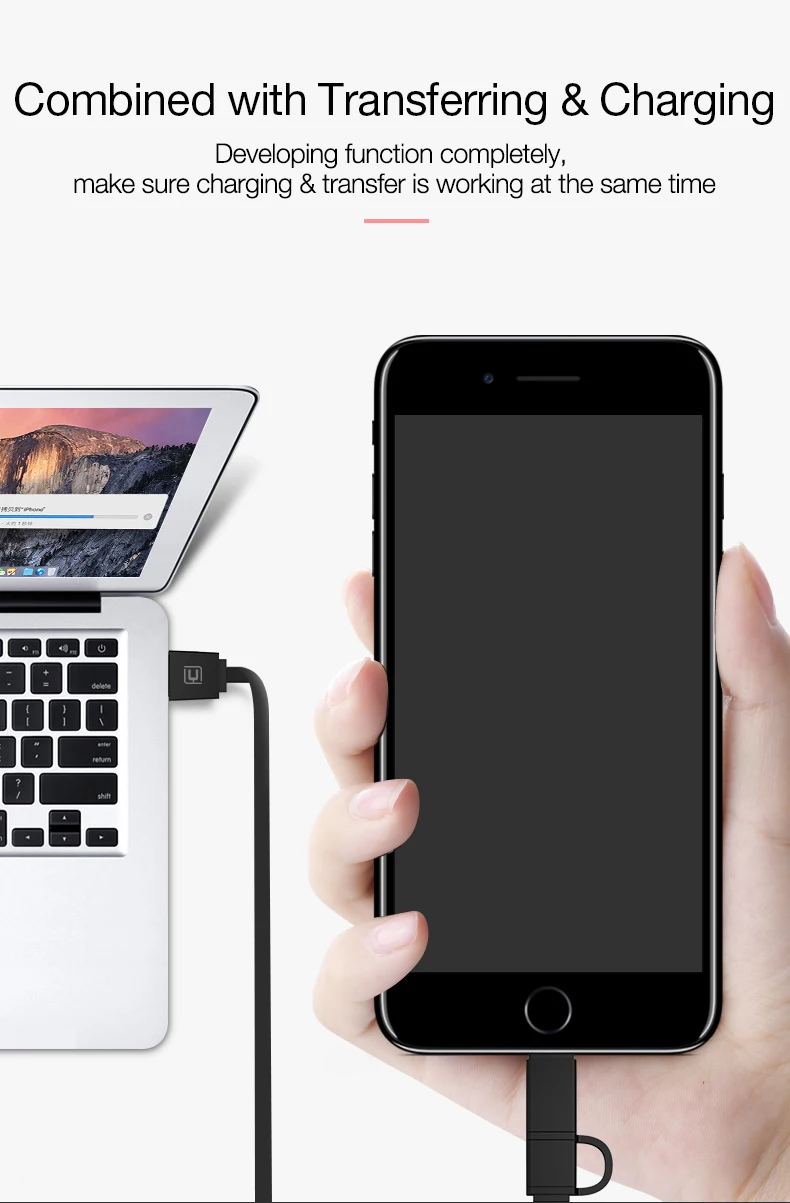 CAFELE usb зарядный кабель для iphone 8 Pin Micro USB кабель для samsung huawei Xiaomi телефонов 2 в 1 Выдвижной Мини милый кабель