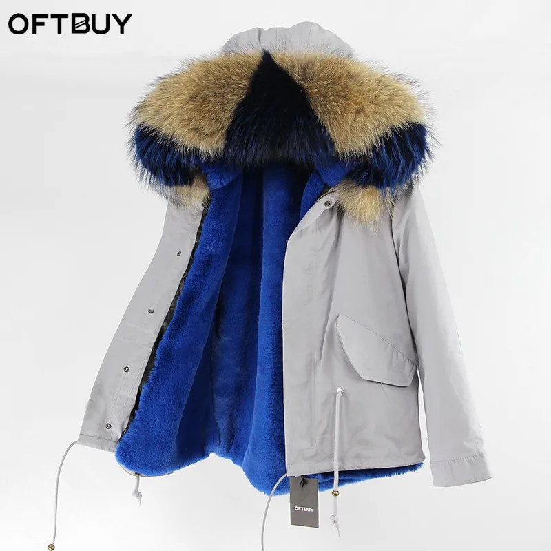 OFTBUY, серые парки, зимняя куртка для женщин, зимнее пальто, женская парка, пальто с натуральным мехом енота, воротник с капюшоном, теплая плотная - Цвет: 14