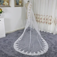 voile mariage white ivory cathedral wedding veil one layer lace edge long bridal veil cheap wedding accessories fast shipping