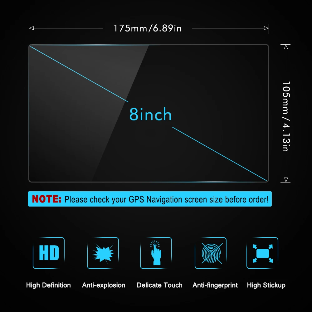 8 дюймовая автомобильная навигация с закаленным стеклом защита экрана Стальная