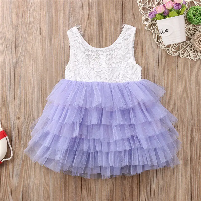 2017 Brand New Toddler Infant Child Kid Baby Girl Tulle Cake Dresses Party Gown Bridesmaid Princess Sleeveless Sundress 1-5T | Детская