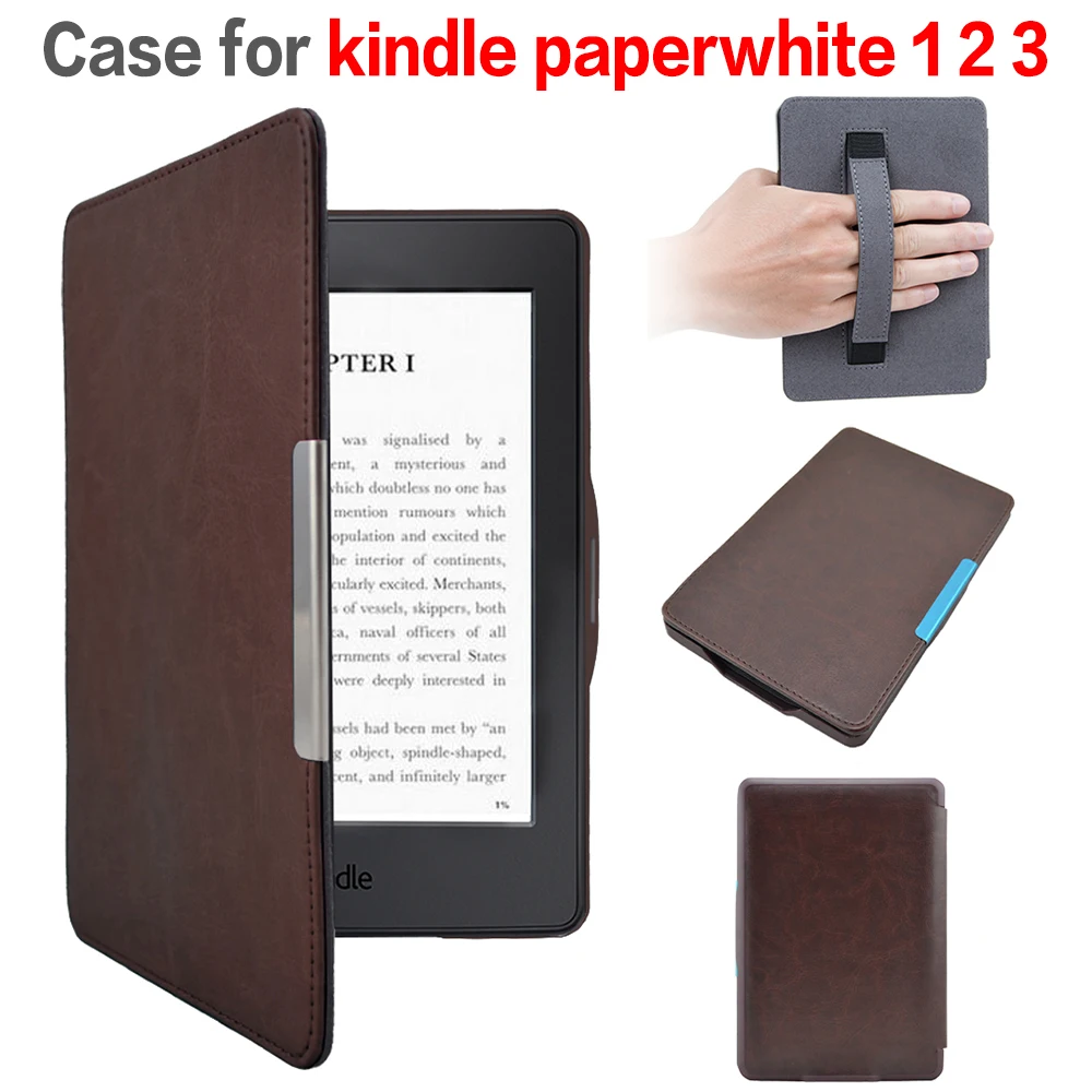 Кожаный чехол для Amazon Kindle Paperwhite 1/2 3 смарт-чехол с ремешком на руку
