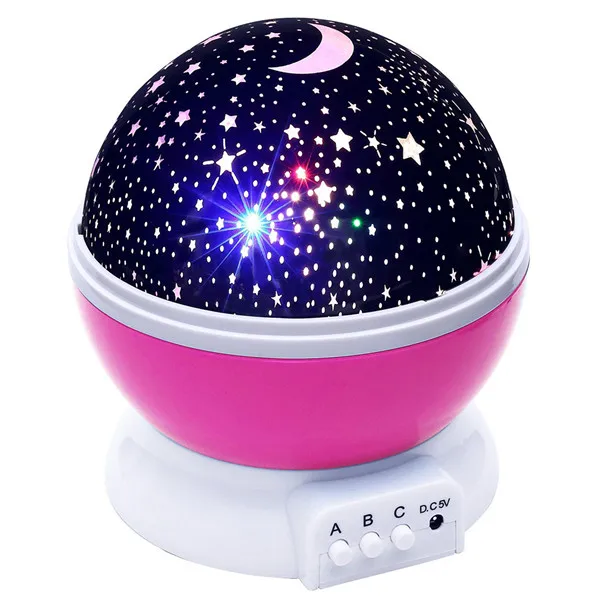 Pink Звездное небо светодиодный ночник вращающийся светильник ing светильник USB Батарея детские подарки спальня день рождения проекционный светильник - Испускаемый цвет: Pink