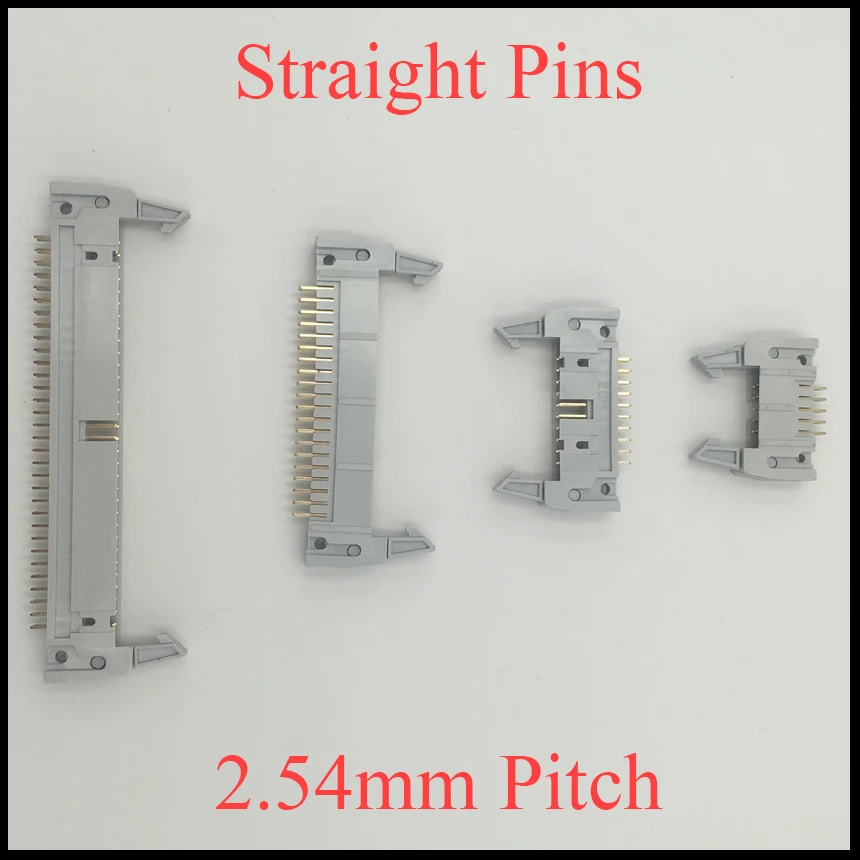 DC2 10 P 14 16 20 26 Pin 2 54 мм шаг серый 180 прямо эжектора Заголовок разъем PCB IDC Рог