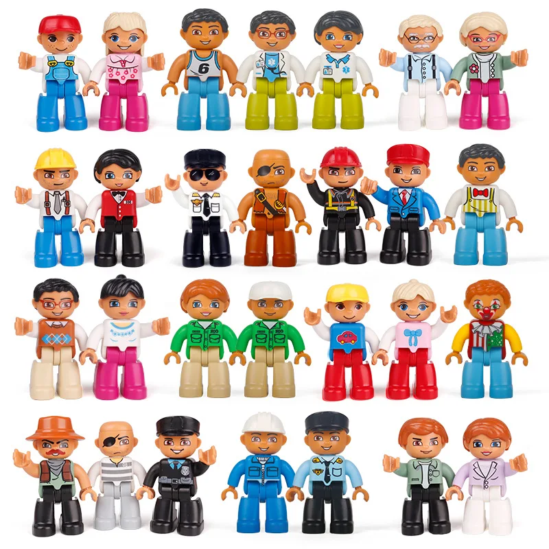 

Big Building Blocks Farm Pirate Doctor Police Character Accessory DIY Bricks Toys Compatible Big Size Figures Family Kids Gift
