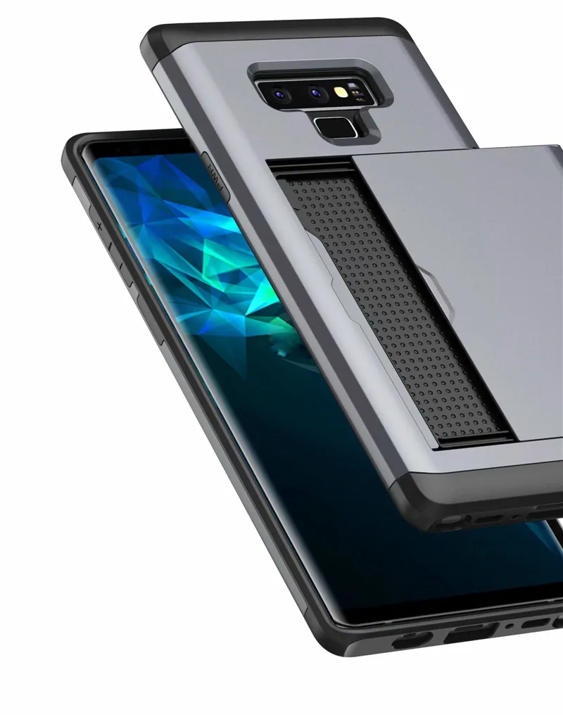 Для samsung Galaxy Note 9 противоударный Броня ТПУ чехол для телефона 2 в 1 слайд кошелек