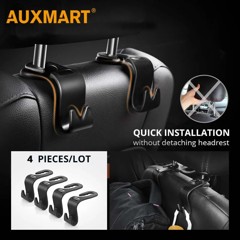 Auxmart 4 шт./упак. заднее сиденье автомобиля крючки портативный вешалка