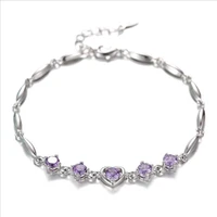 everoyal luxury crystal heart purple bracelets for women jewelry trendy silver 925 bracelet girls accessories charm lady bijou