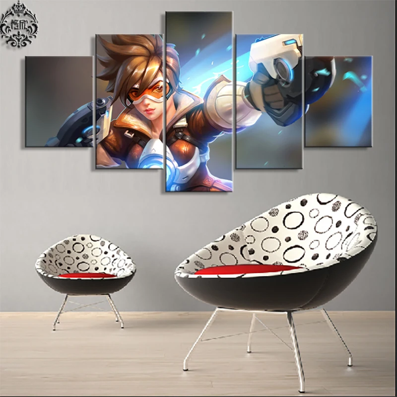 Картина стены "Overwatch Tracer" для домашнего украшения жилой комнаты, модерн.