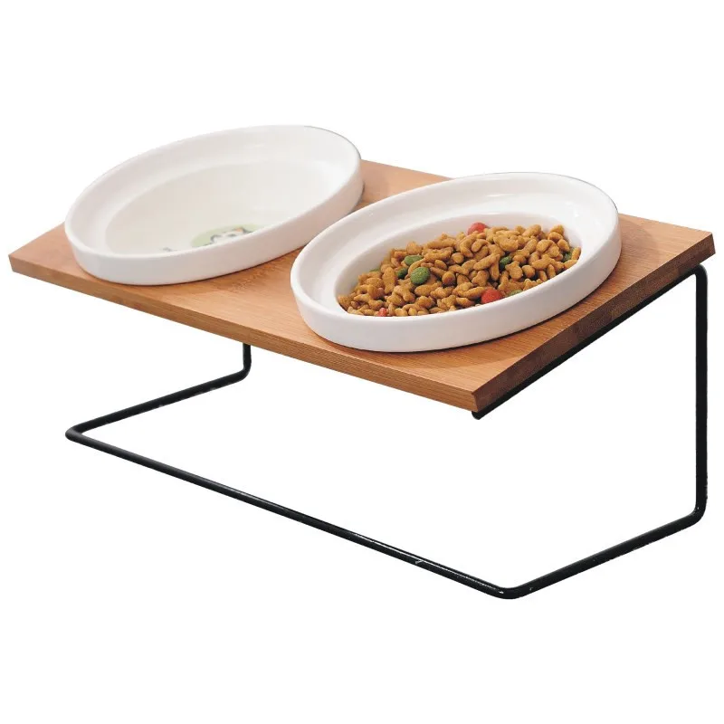 Новая высококачественная миска для домашних животных Бамбуковая полка