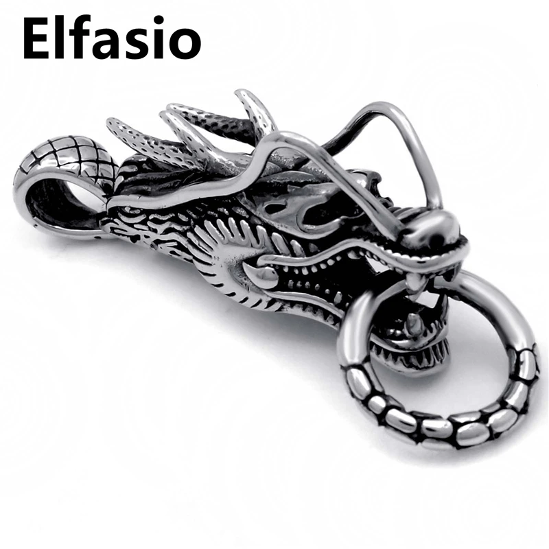 

Men's Boy's Chinese Dragon Head 316L Stainless Steel Pendant with 18"-30" Box Chain Necklace