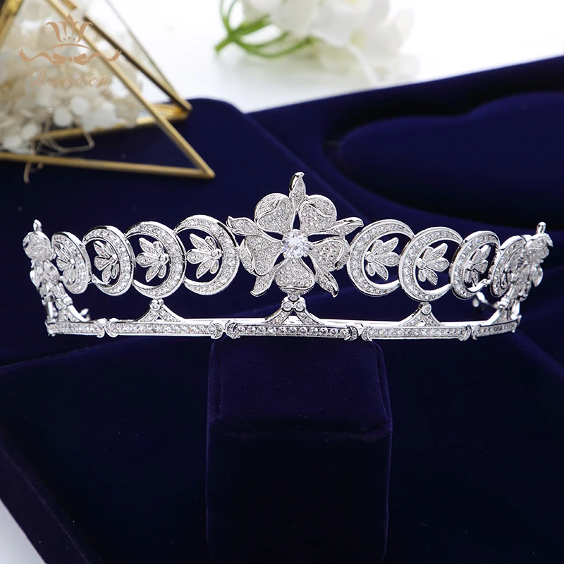 Bavoen Новое поступление европейские невесты кубический цирконий Цветок Тиара