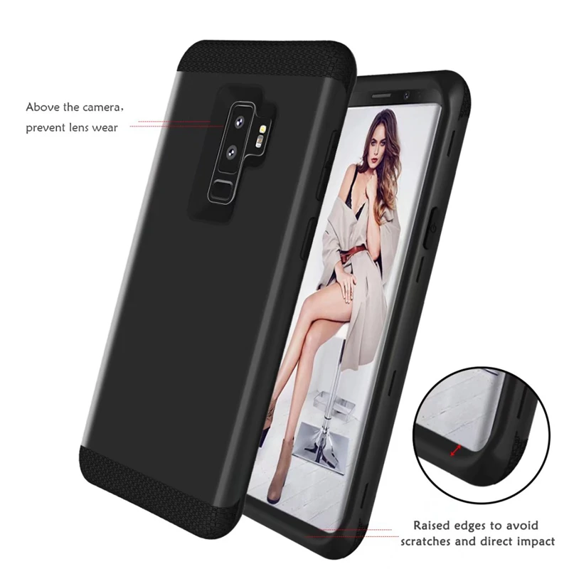 Гибридный скин для samsung Galaxy S9 чехол плюс Чехол Жесткий Пластик + Мягкий ТПУ