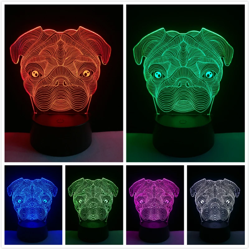 3D милая собака Goggy Shar Pei светодиодный светильник в форме собаки ночник для малышей