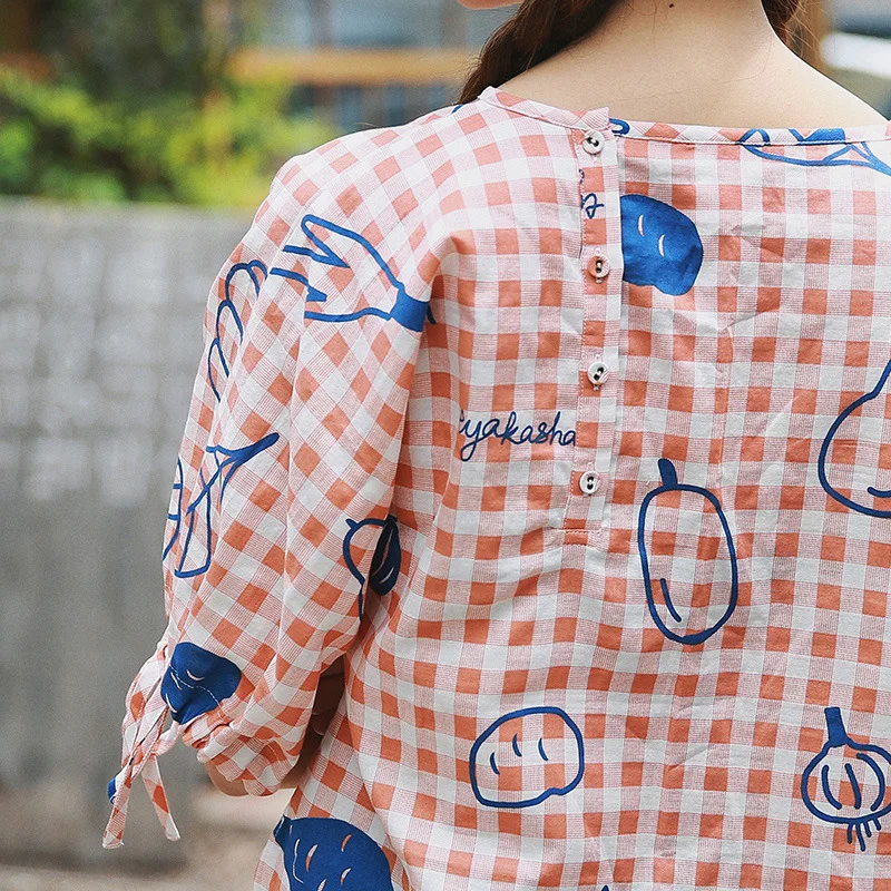 Новинка модная летняя 2017 Женская блузка с круглым вырезом короткими рукавами и