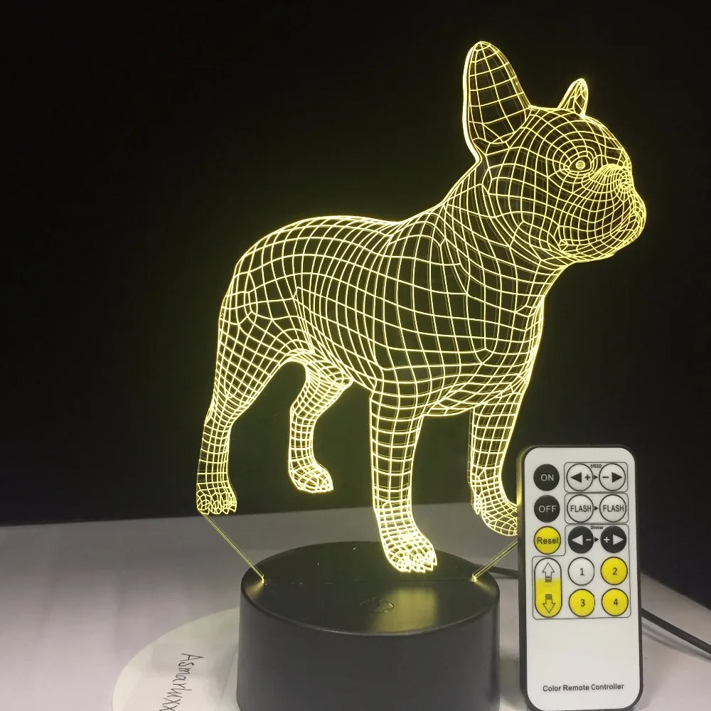Настольная 3d лампа в виде французского бульдога с дистанционным или сенсорным