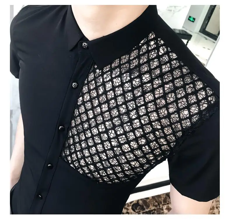 Новые мужские рубашки высокого качества с вырезами коротким рукавом Camisa Social