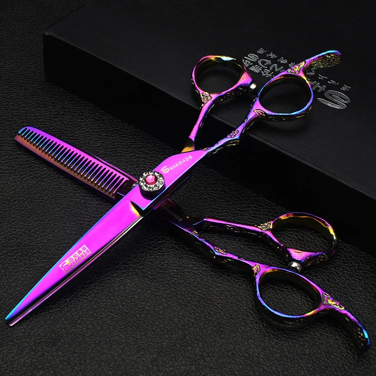 color set Для левшей профессиональные ножницы для стрижки волос из нержавеющей стали прямые ножницы 6 дюймов Высокое качество Левые ножницы для грумера - Цвет: color set