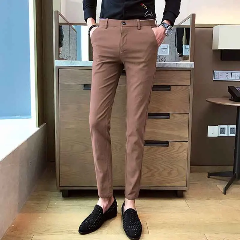 Весна Осень коммерция Повседневный прямой деловой костюм брюки мужские одежда