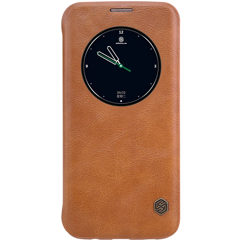 Nillkin for samsung s7 edge case cover 5.5 inch Vintage Qin Flip PU leather hard plastic back view window samrt wake up |