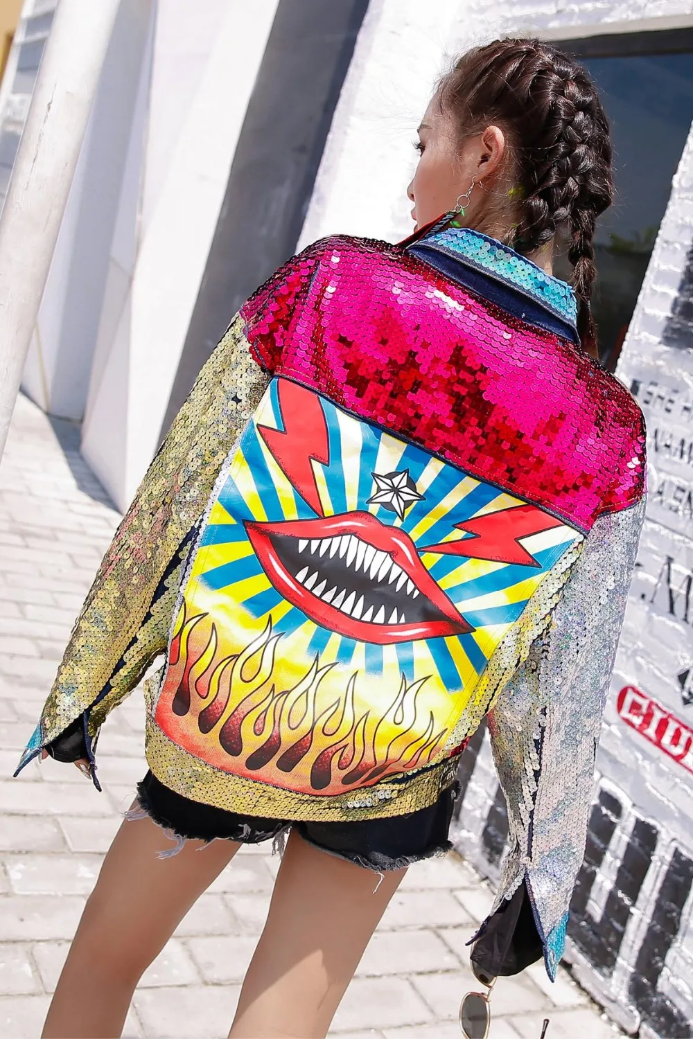 2018 Новый символ цвет блёстки свободные рукава пальто куртка джинсовая|jacket denim|denim