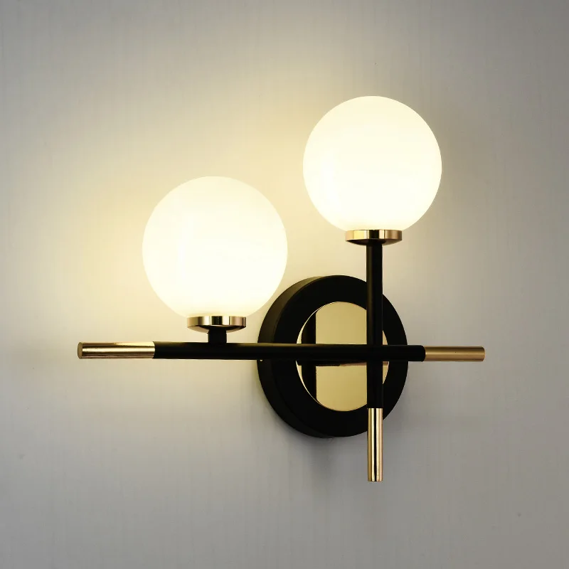 

Bedroom Lamp Glass Ball Light Modern Minimalist Lamp Nordic Wrought Iron Wall Lamp Study Aisle Stair Wall Light Living Room