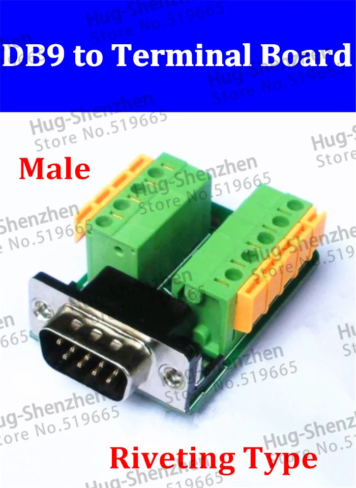 30pcs DB9 ADAPTER 9 Pin Port  MALE  Breakout to Terminal Board with riveting type, High Quality