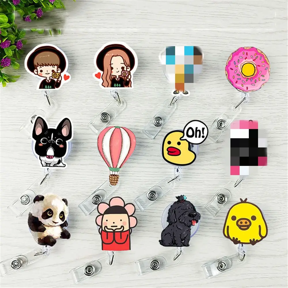 Mini Retractable Badge Reel Pull Key Cartoon Name Card ID Holder Cute Buckle Tag Gift | Канцтовары для офиса и дома