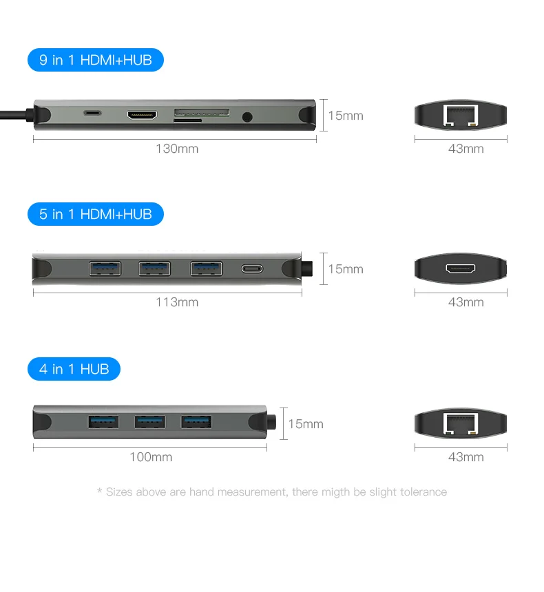 Vention USB-C концентратора Тип C концентратор USB 3,0 Thunderbolt 3 HDMI 3,5 мм аудио RJ45 адаптер для MacBook Pro samsung Galaxy S9 USB C концентратора