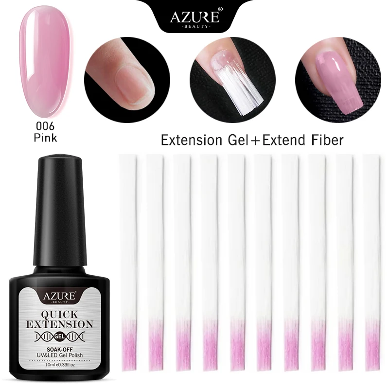 2pcs set06 AZURE BEAUTY, 7 шт./лот, удлиняющий гель для ногтей, набор для наращивания ногтей из волокна, маникюрный набор, Полупостоянный светодиодный гель для наращивания - Color: 2pcs set06