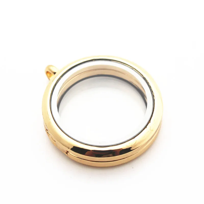 Newest 30mm Stainless Steel Floating Locket Necklace Round Sparkles Screw Open Glass Perfume box Memory Locket