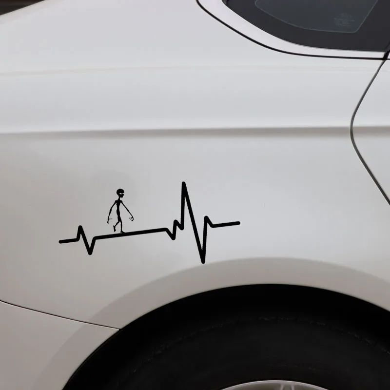 YJZT 15 2 см * 7 1 HEART BEAT линия ALIEN внеземных UFO автомобильный стикер виниловые наклейки