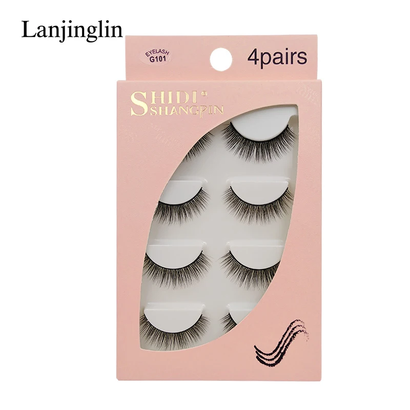 G101 LANJINGLIN, 4 пары, искусственные норковые ресницы, норковые 3d накладные ресницы, натуральные ресницы, длинные ресницы - Цвет: G101