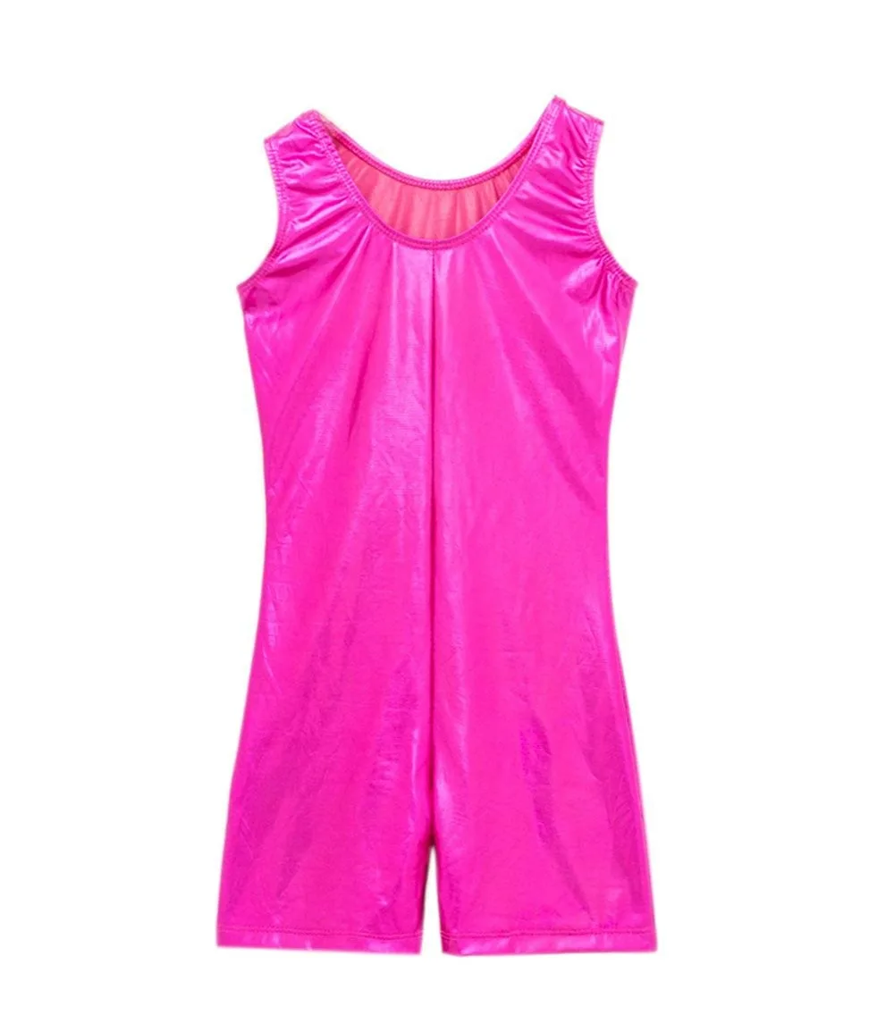 

ICOSTUMES Kids Shiny Metallic Dance Gymnastics Biketard Child Unitard Bodysuit