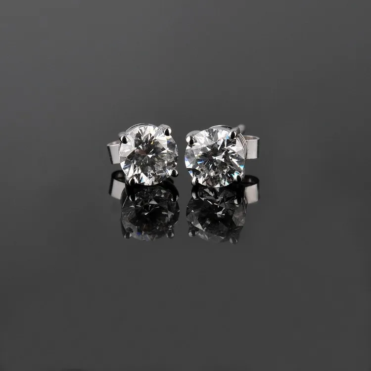 Сережек золото 0.5Ct/шт Твердые 14 K белое золото свадебные серьги гвоздики протестированные настоящие алмазные ювелирные изделия для женщин