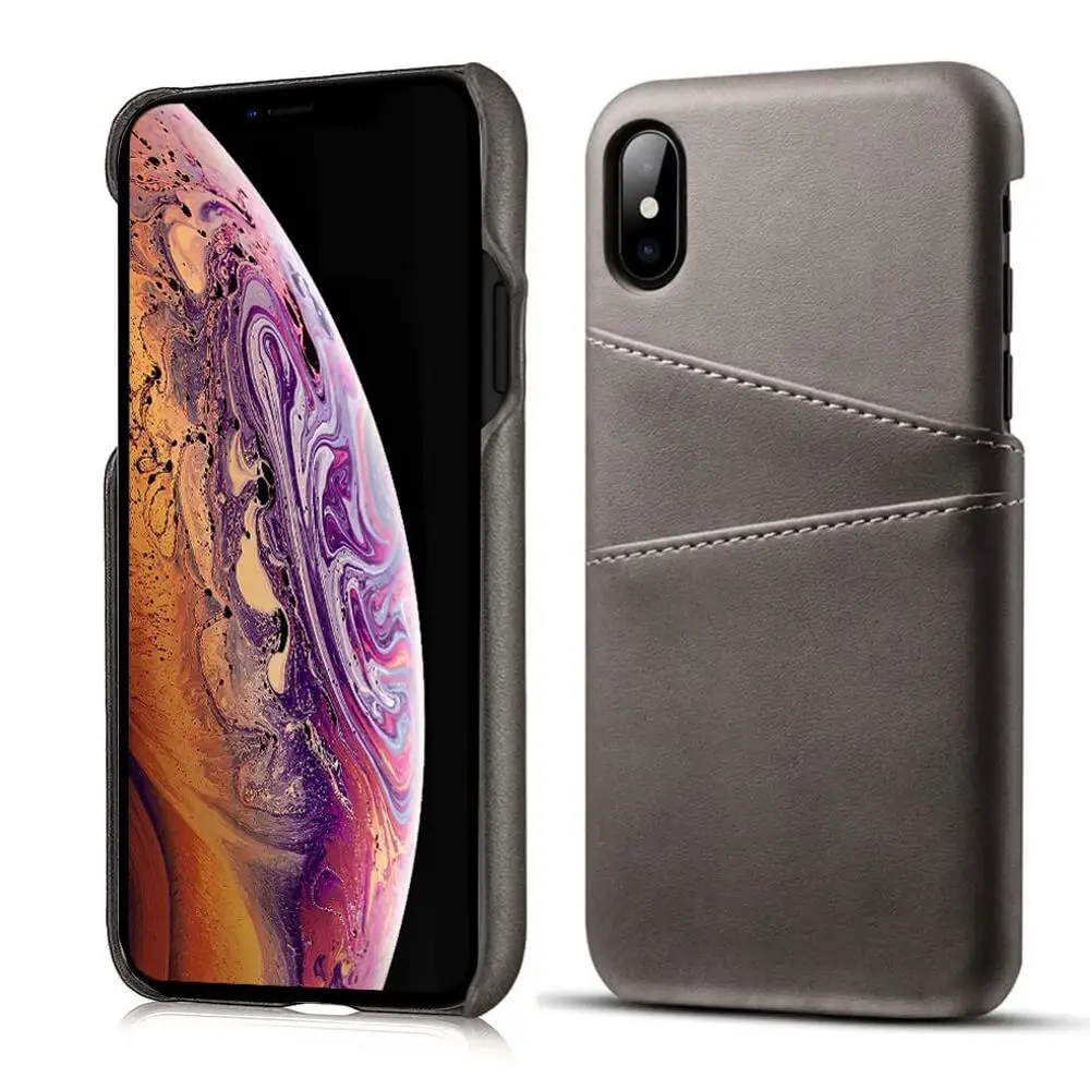 Тонкий из искусственной кожи чехол для iPhone X XR XS MAX 11 pro max роскошный задний Чехол держатель для карт кошелек для 8 7 6 6s plus чехол s кожаный - Цвет: Grey