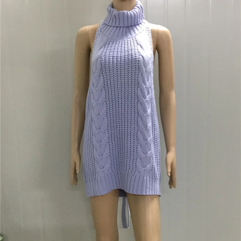 Жилеты для женщин без рукавов Водолазка женский жилет вязаный сексуальный